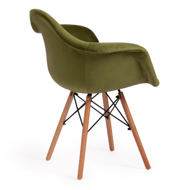 Кресло Tetchair CINDY SOFT EAMES mod. 101 дерево бук/металл/мягкое сиденье/ткань, 61 х 60 х 80 см , зеленый HLR 54/натуральный