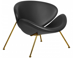 Кресло дизайнерское DOBRIN DOBRIN EMILY черный винил YP16, золотое основания