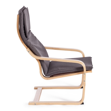 Кресло Tetchair BIENSDORF mod. 08 дерево, серый хлопок , 67 x 86 x 95см, Grey Cерый А 13/ натуральный