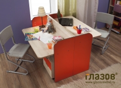 Мебель для детской Глазовская МФ Автобус композиция 3 Дуб Сонома/Красный