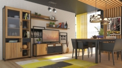 Гостиная Техно Любимый дом 1 Дуб золотой/Чёрный