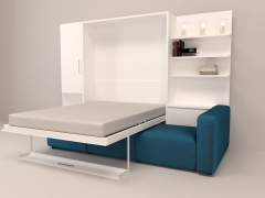 Шкаф-диван-кровать Новый век Смарт 1 правый 3-в-1 1600 Белая шагрень