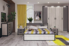 Комплект мебели для спальни Любимый дом Техно 4 Дуб Крафт белый Серый шифер